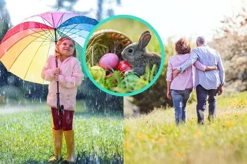 Über Ostern bleibt das Wetter in Hessen meist wechselhaft und häufiger nass – wer draußen aktiv sein will, sollte den Wetterbericht im Blick behalten. (Symbolbild-Collage)